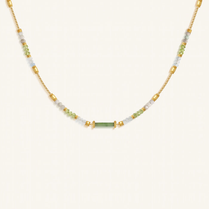 Prosperity Aligned Jade Center Tube Beaded Necklace