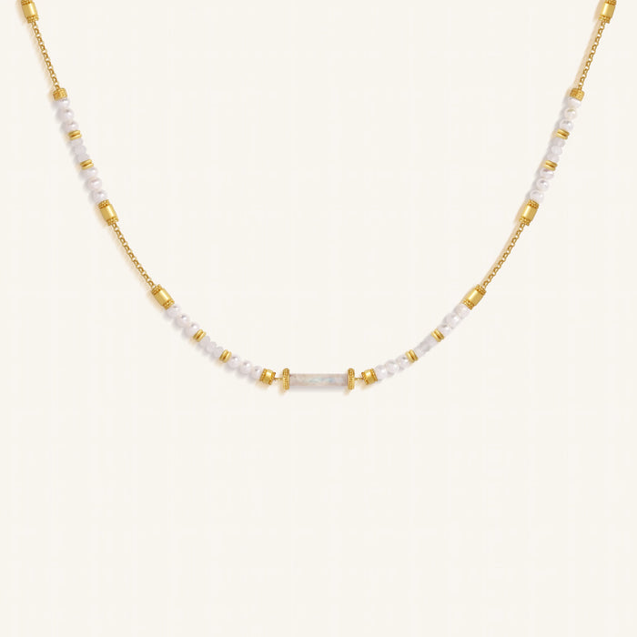 Inner Harmony Moonstone Center Tube Beaded Necklace