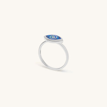 Dazzling Beauty Lab Blue Opal Evil Eye Ring