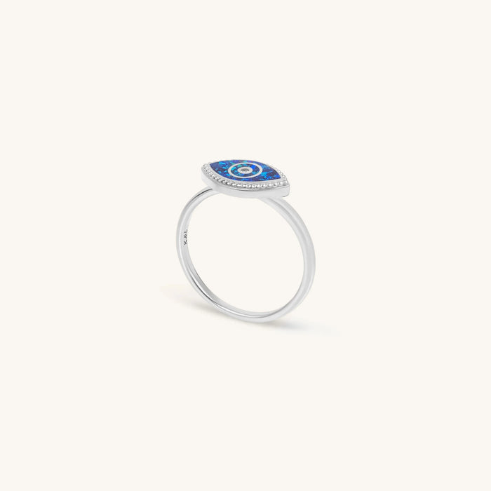 Dazzling Beauty Lab Blue Opal Evil Eye Ring