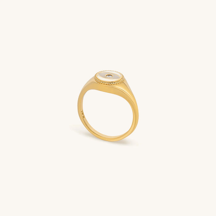 Success Enhancer Evil Eye Mother of Pearl Ring
