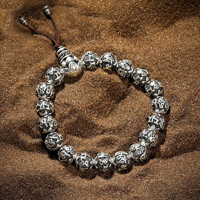 Karma and Luck Bracelet - Wise Heritage - Silver Nepal Prayer Beads Bracelet