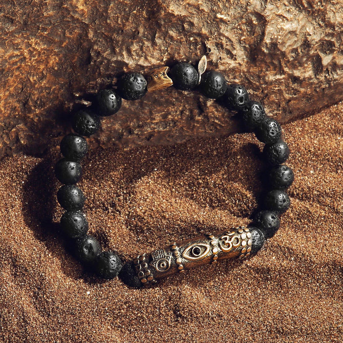 Karma and Luck Bracelet - Enduring Strength - Triple Protection Lava Bead Bracelet