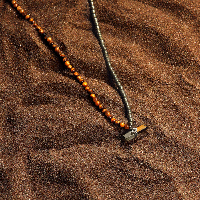 Karma and Luck Necklace - Energetic Guide - Evil Eye Pyrite Tiger's Eye Pointer Necklace