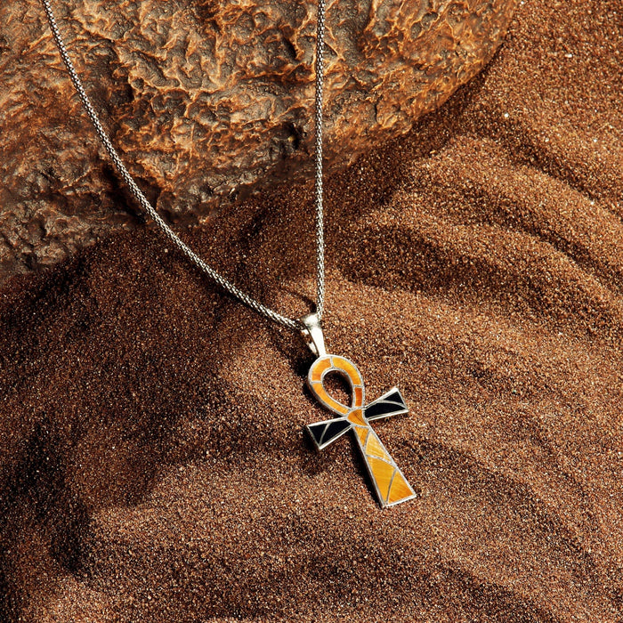 Karma and Luck Necklace - Spiritual Life - Tiger's Eye Onyx Ankh Necklace