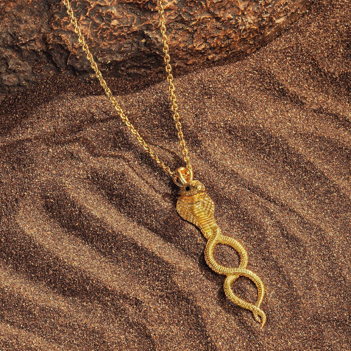 Karma and Luck Necklaces - Mens - Empowering Protection - Cobra Infinity Onyx Pendant Necklace