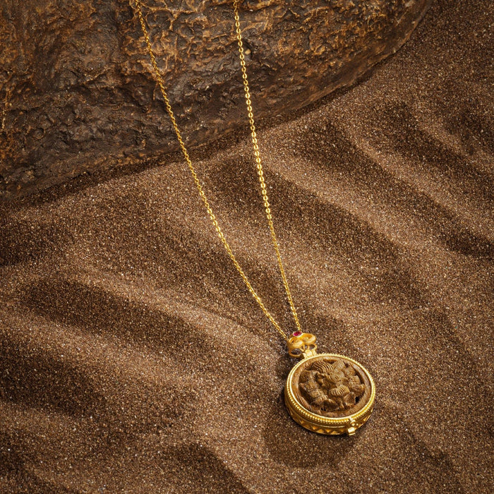 Karma and Luck Necklaces - Mens - Gold Plate Aloes Agarwood Nine Tailed Fox aloe Pendant