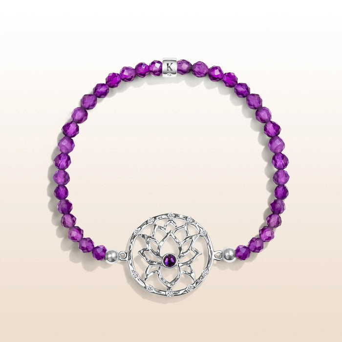 Tranquil Space - Amethyst Lotus Charm Bracelet