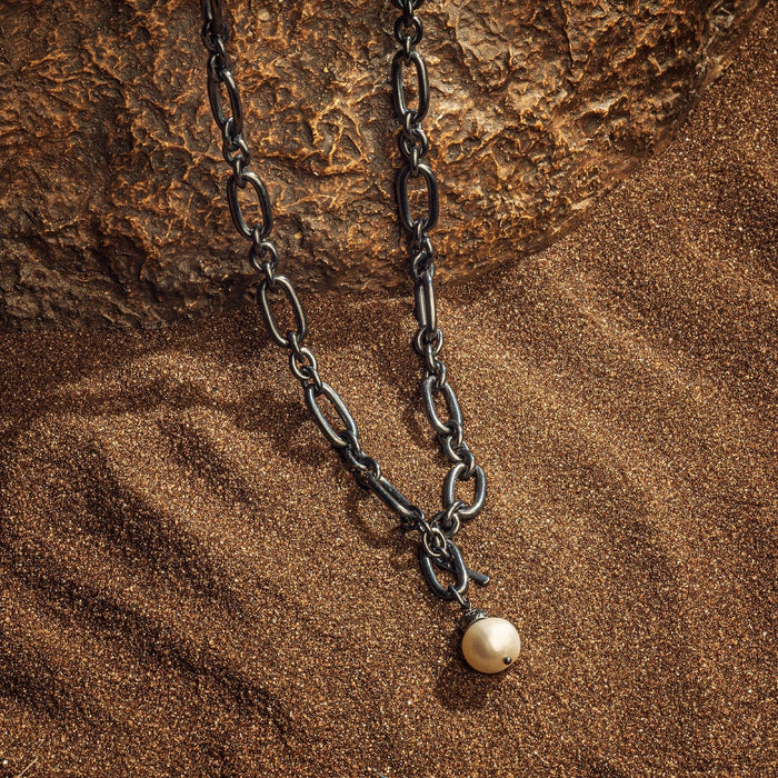 Karma and Luck Necklaces - Mens - "- SS/BLACK 19 INCH NECKLACE