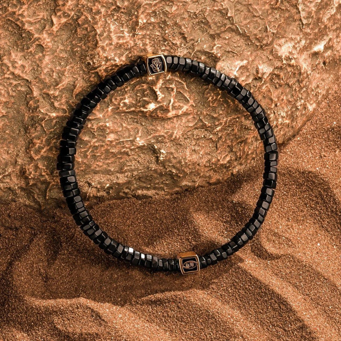 Karma and Luck Bracelets - Mens - Guarding Consciousness -Black Onyx Evil Eye Charm Bracelet