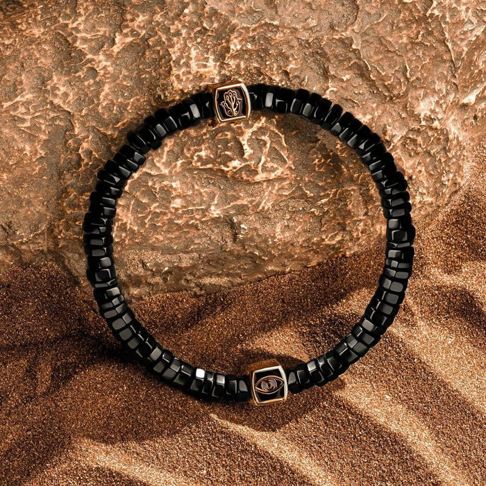 Karma and Luck Bracelets - Mens - Divine Consciousness- Black Onyx Evil Eye Charm Bracelet