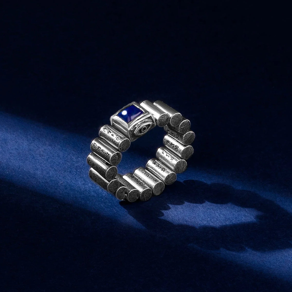 Karma and Luck  Men Ring  -  Inner Truth - Sterling Silver Lapis Mantra Ring