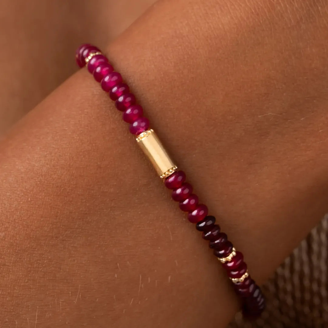 Inner Glow Garnet & Rhodolite Gold Bracelet