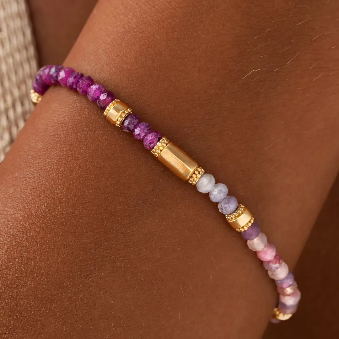Heartline Harmony Ruby & Pink Tourmaline Drawstring Bracelet