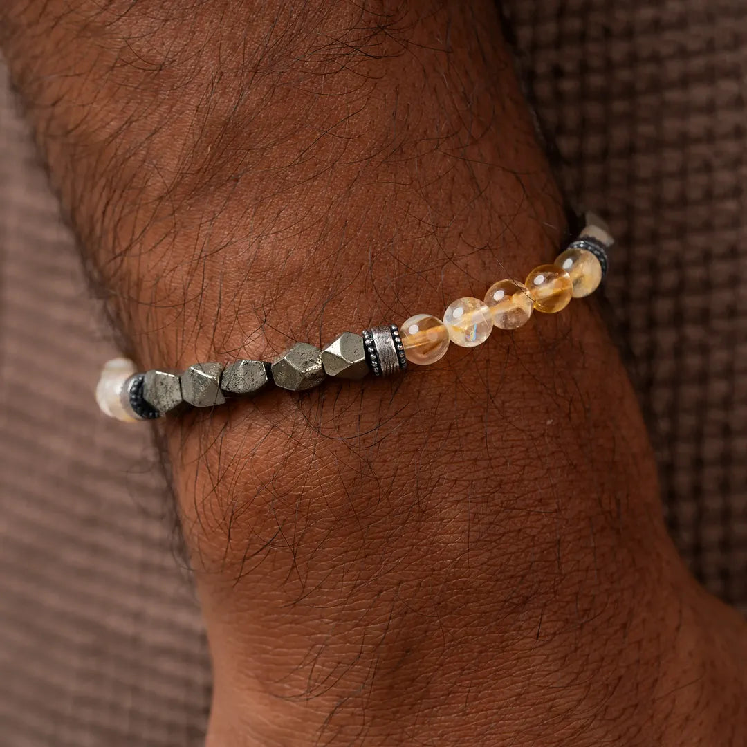 Celestial Drive Citrine Pyrite Labradorite Bracelet