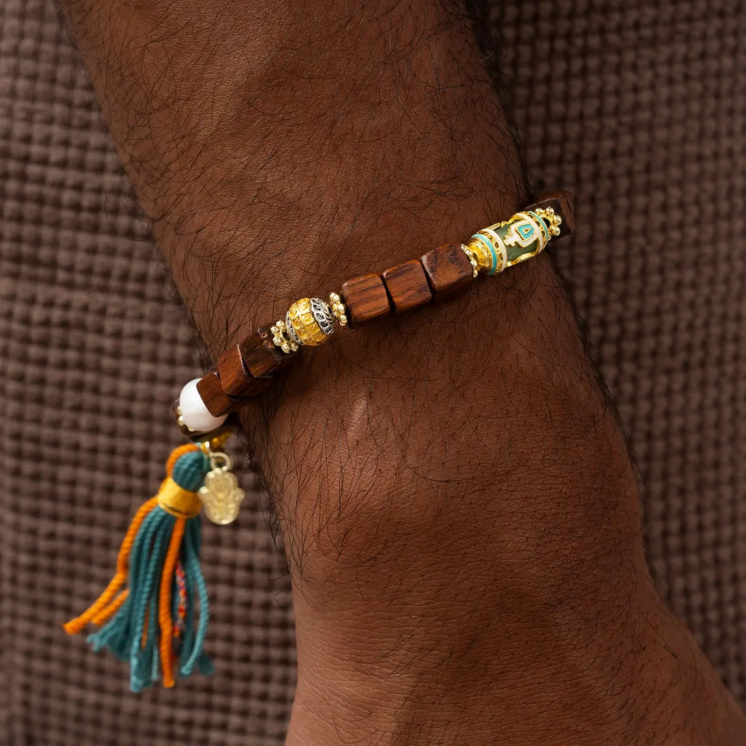 Vital Balance Wood Jade Coral Bracelet