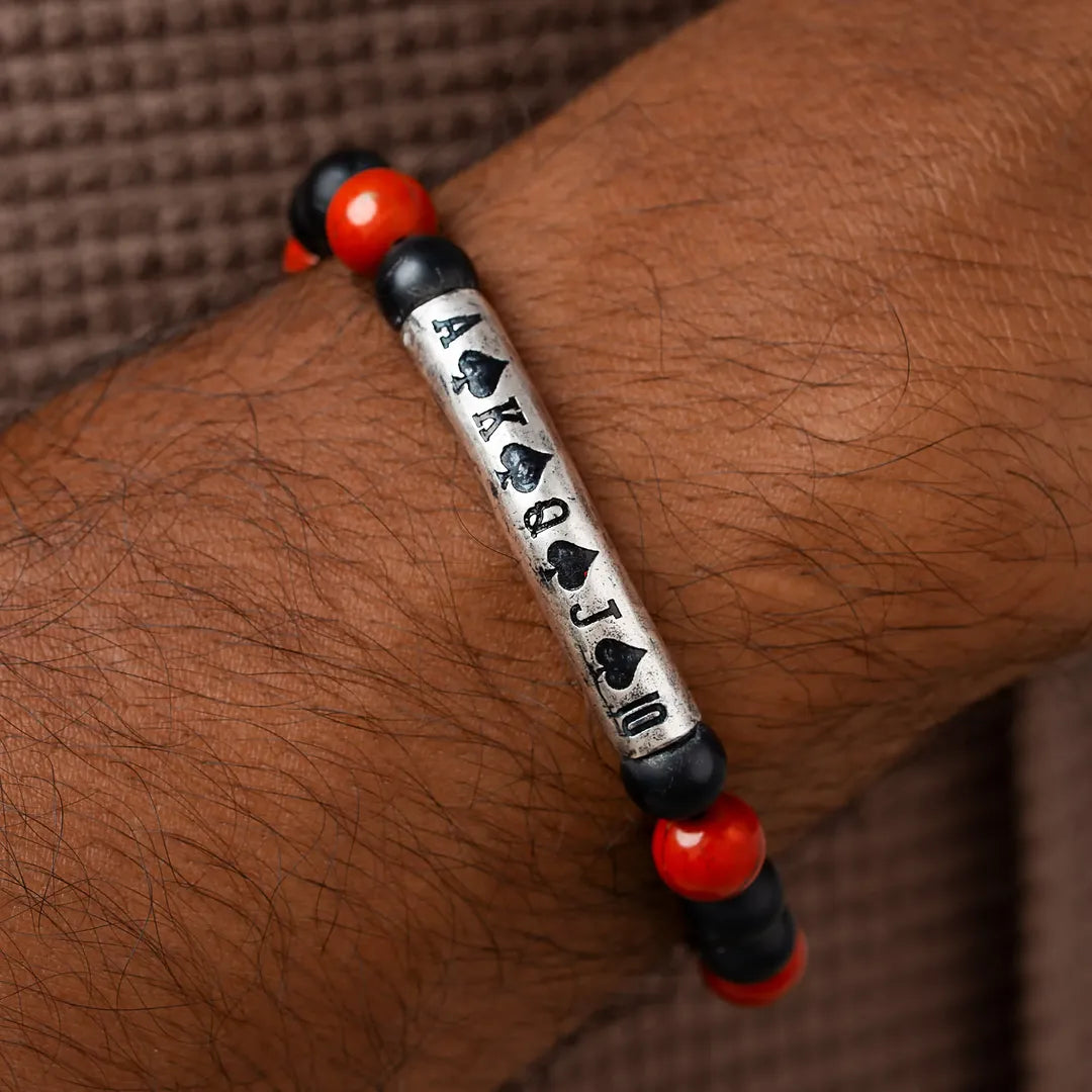Rhythm of Fate Red Jasper & Onyx Bracelet