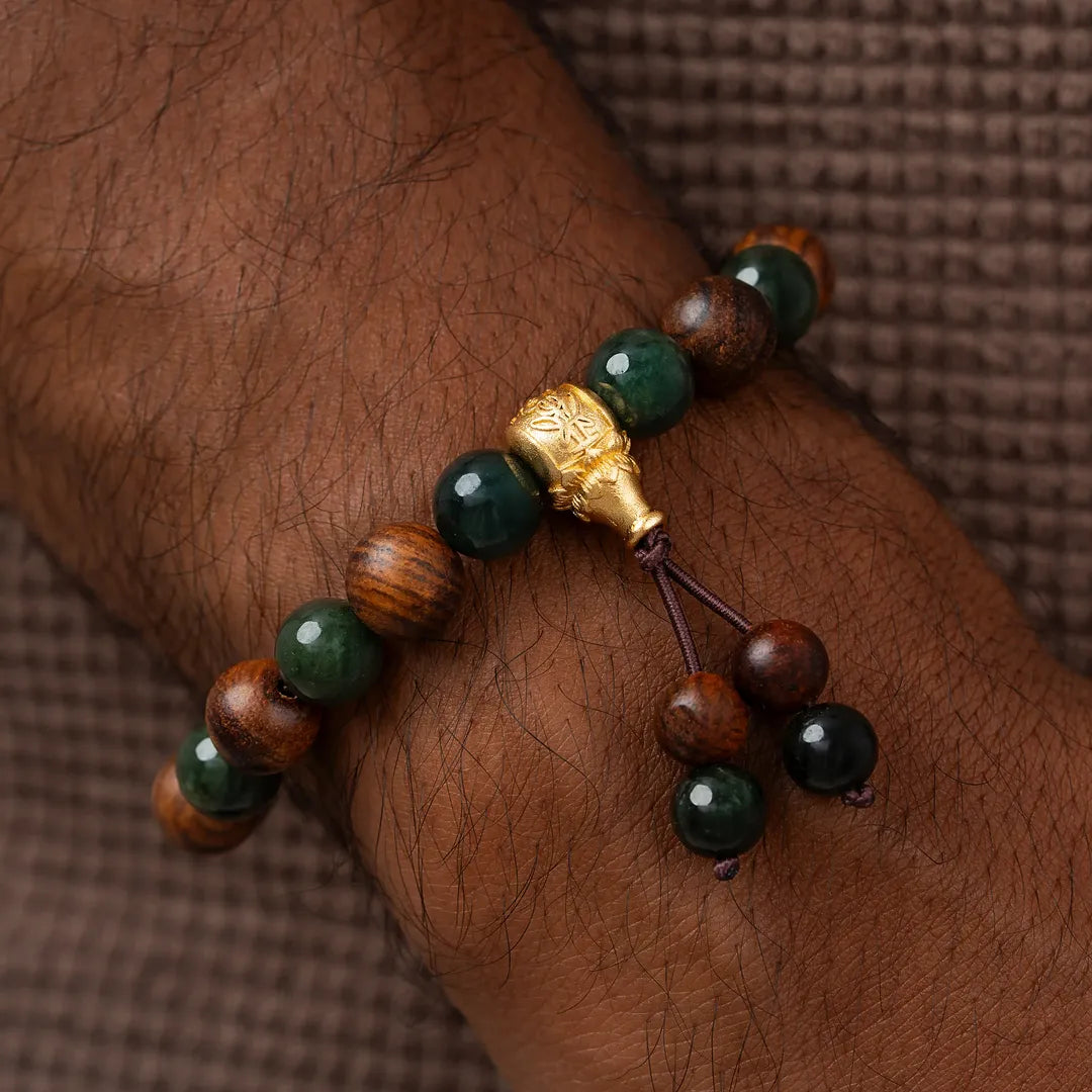 Steadfast Path Wood & Jade Guru Bracelet