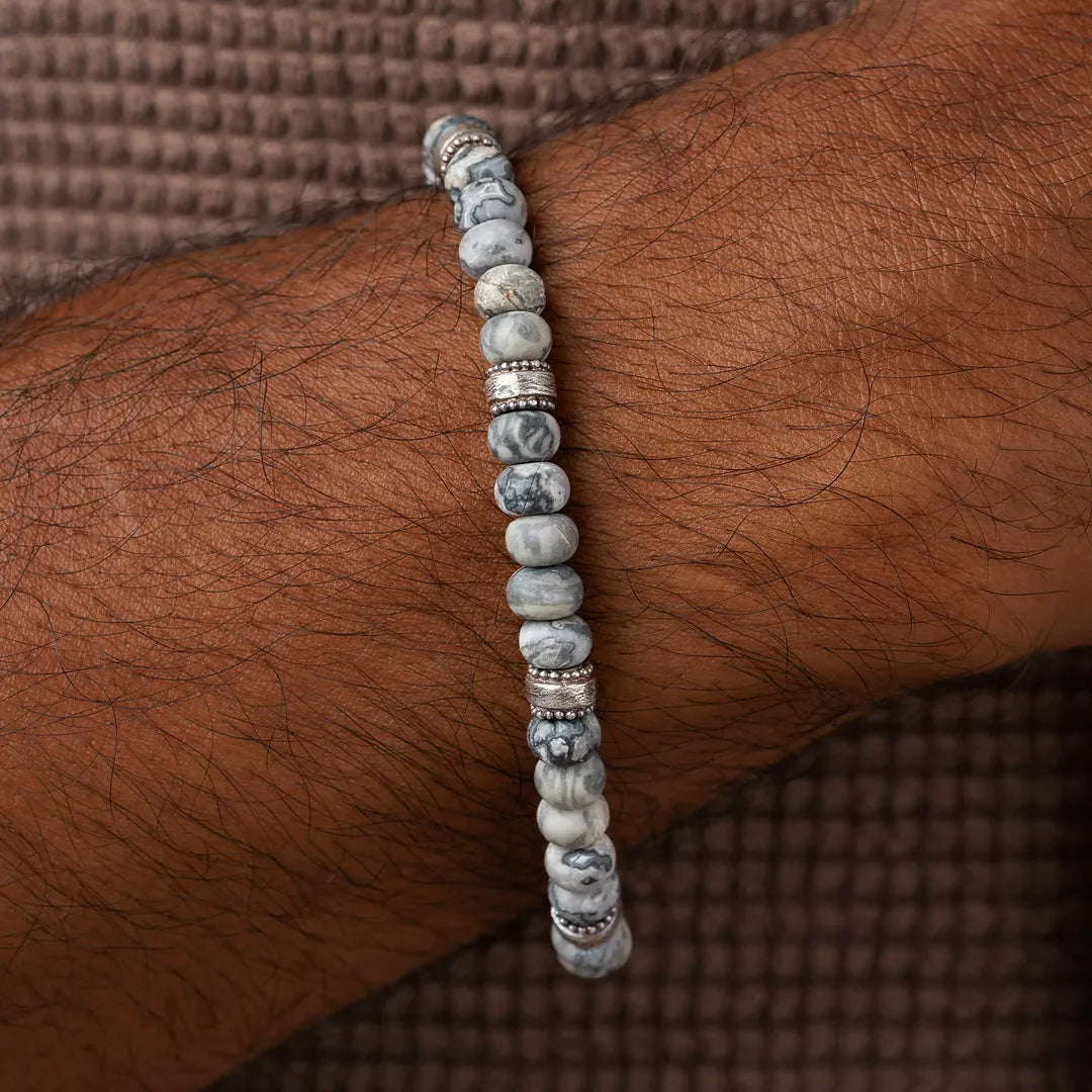 Resolute Harmony Grey Jasper Macramé Bracelet