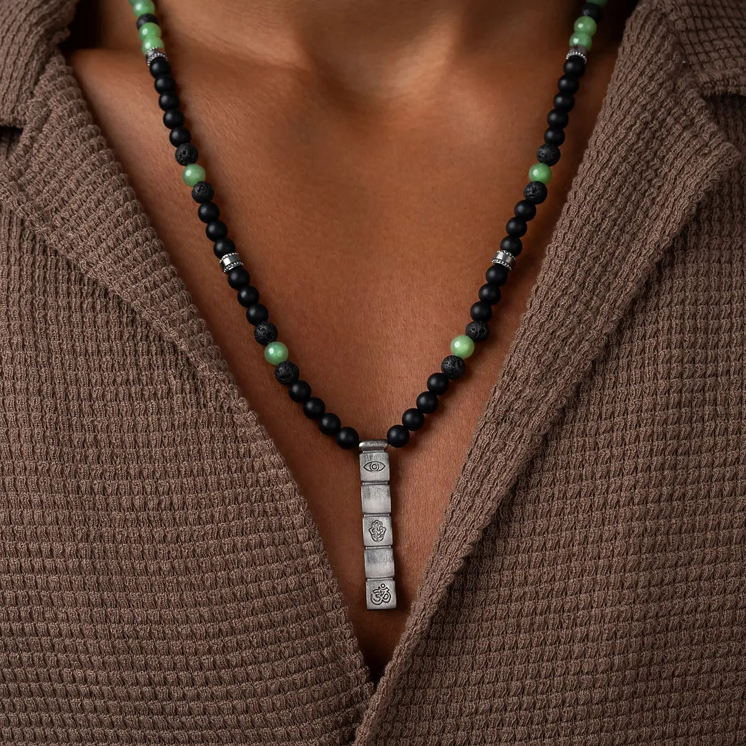 Eternal Valor Onyx, Jade & Lava Necklace