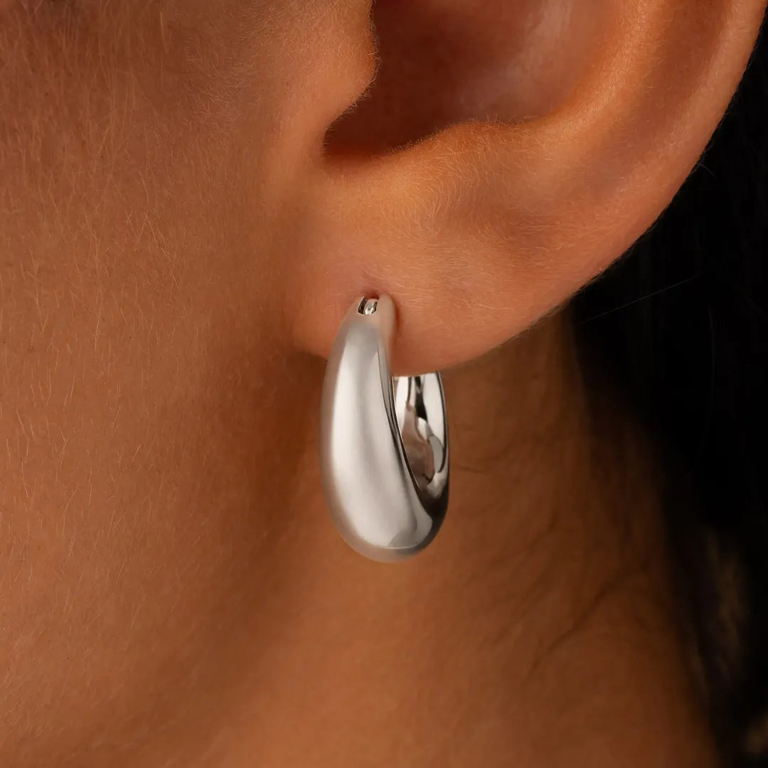 Lunar Arc Mini Silver Hoops