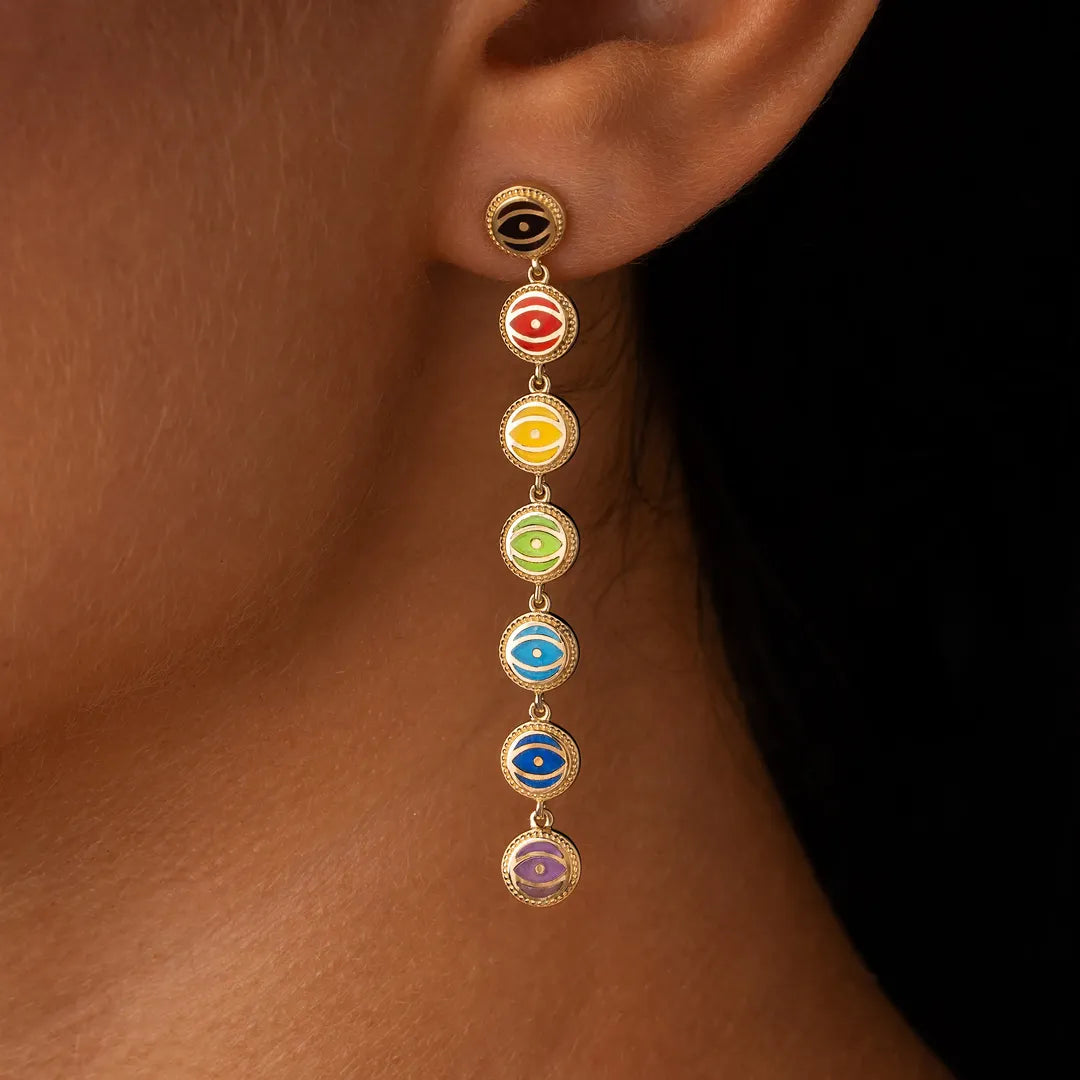 Celestial Chakra Evil Eye Multi-Stone Earrings