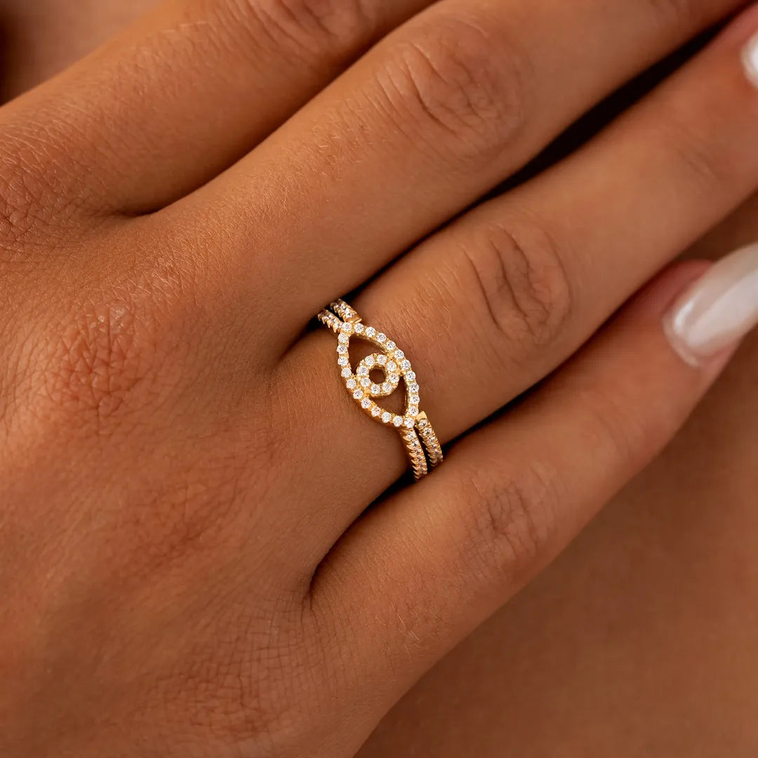 Still Vision Evil Eye Gold Stack Ring