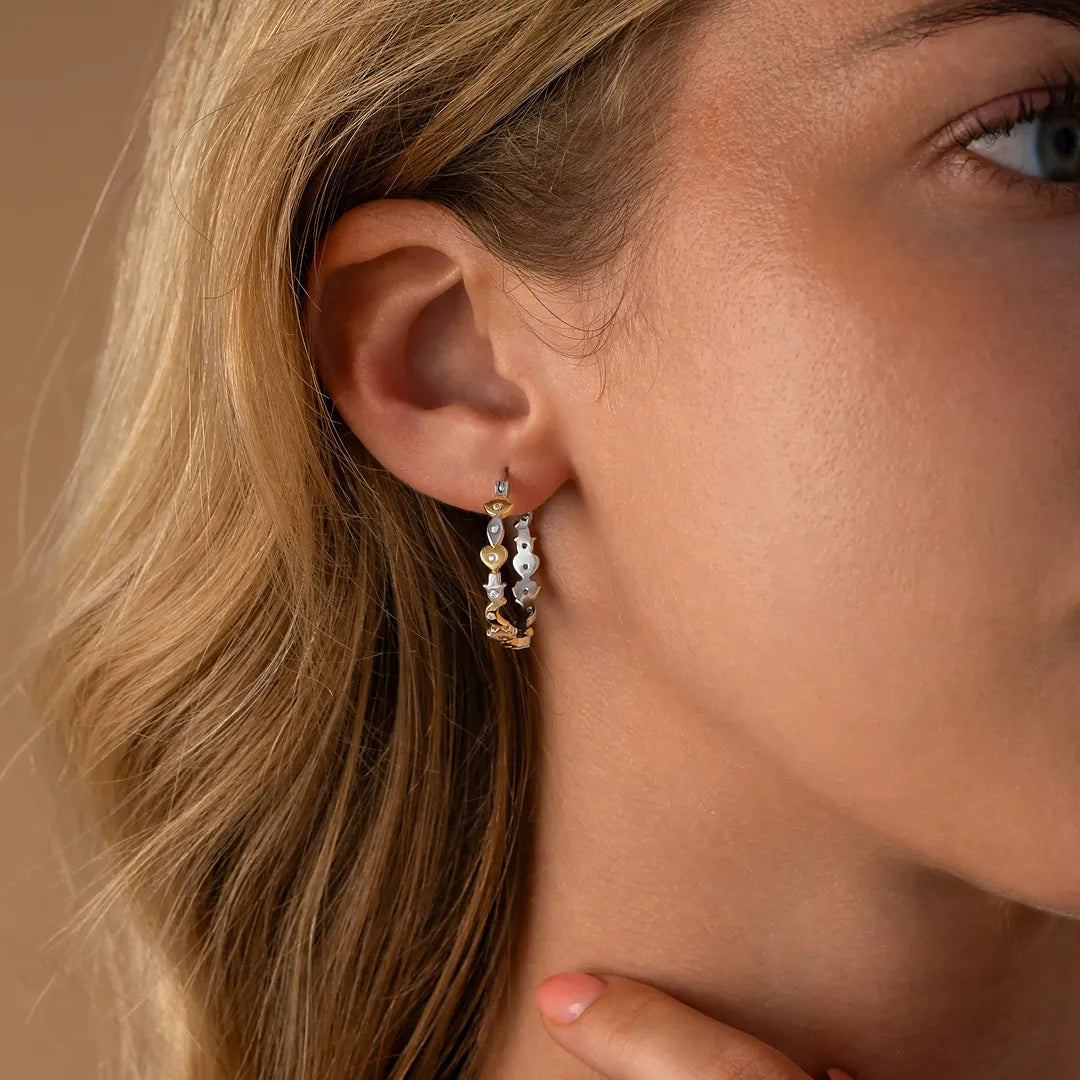 Guiding Light Multi-Charm Gold Hoop Earrings