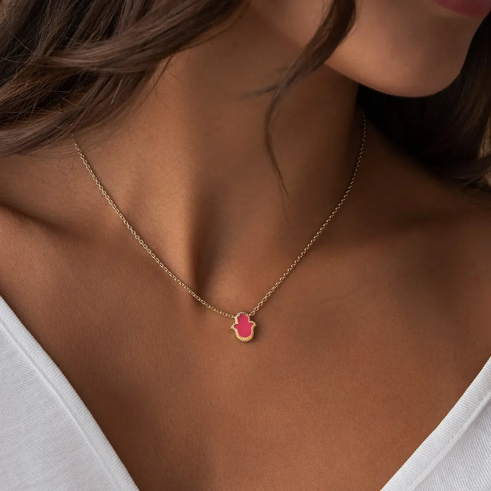 Blessed Serenity Guava Quartz Hamsa Necklace