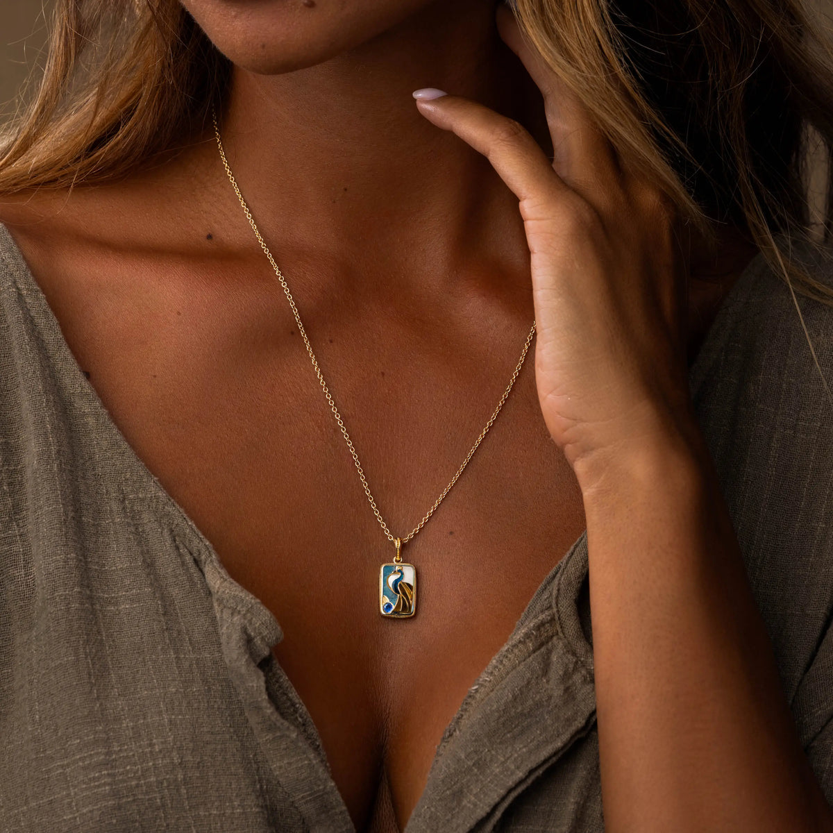 Regal Peacock Multi Stone Mahjong Necklace