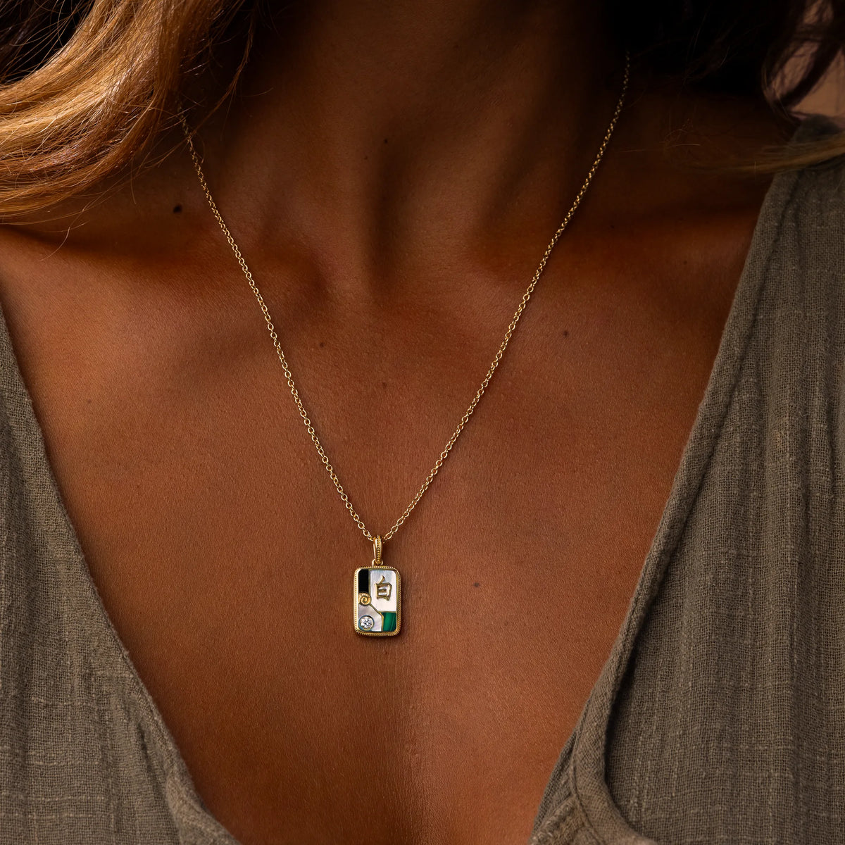 Clarity White Dragon Multi-Stone Mahjong Necklace