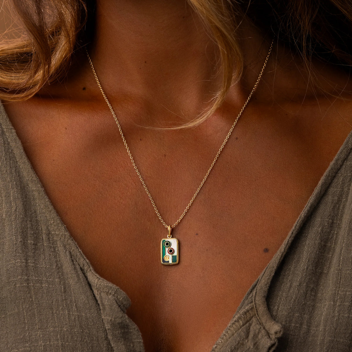 Bold Harmony Two Dot Multi-Stone Mahjong Necklace