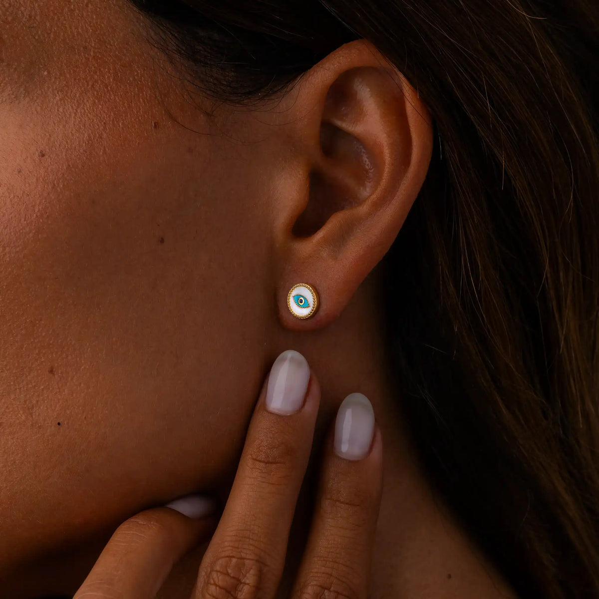 Fortunate Vision Sapphire Evil Eye Stud Earrings