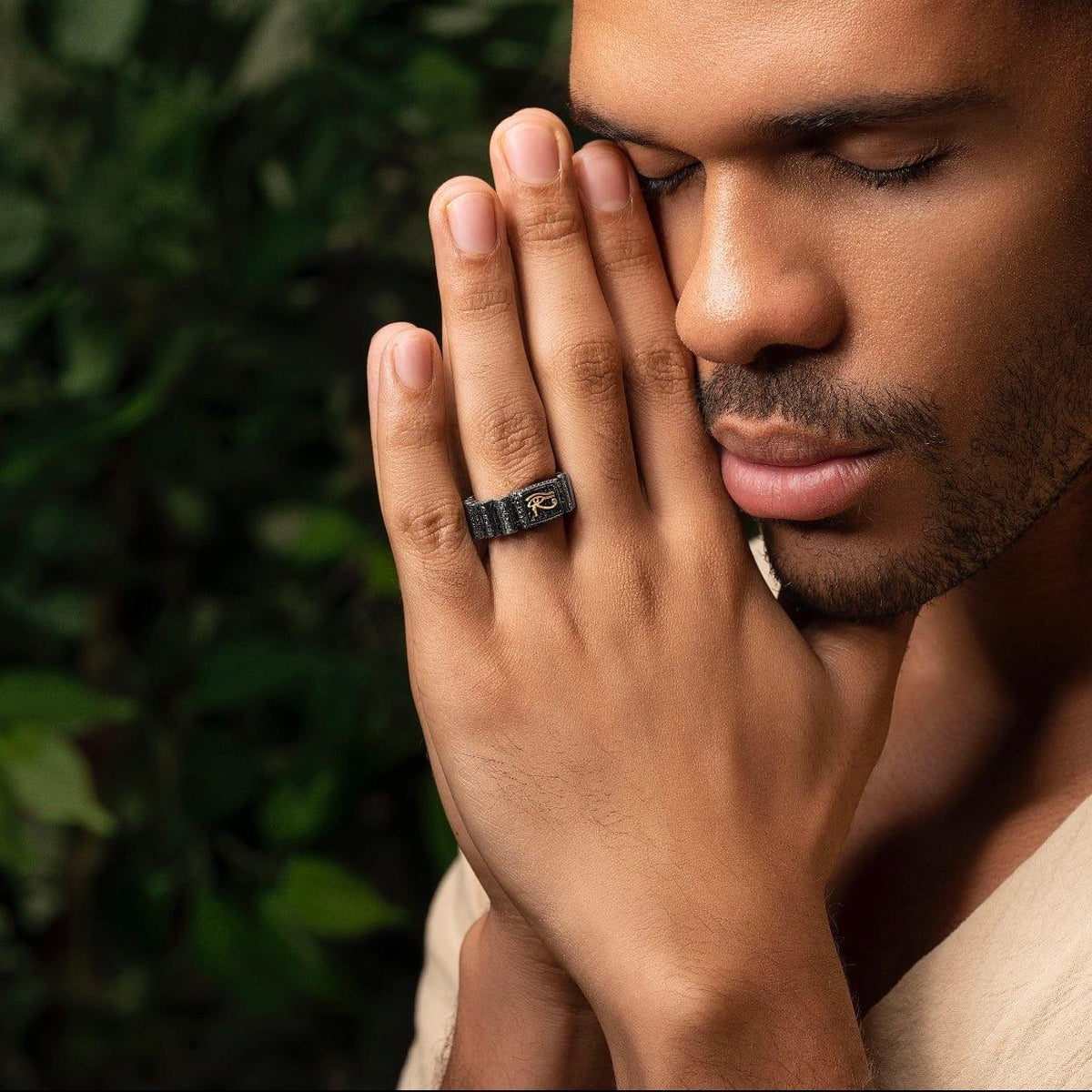 Karma and Luck  Rings - Mens  -  Protective Power - Eye of Horus Mantra Ring