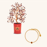 Ambitious Spirit Garnet January Birthday Tree & Evil Eye Bracelet Set