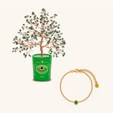 Verdant Fortune Emerald May Birthday Tree & Evil Eye Bracelet Set