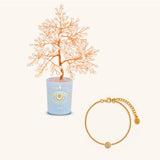 Lunar Grace Pearl June Birthday Tree & Evil Eye Bracelet Set