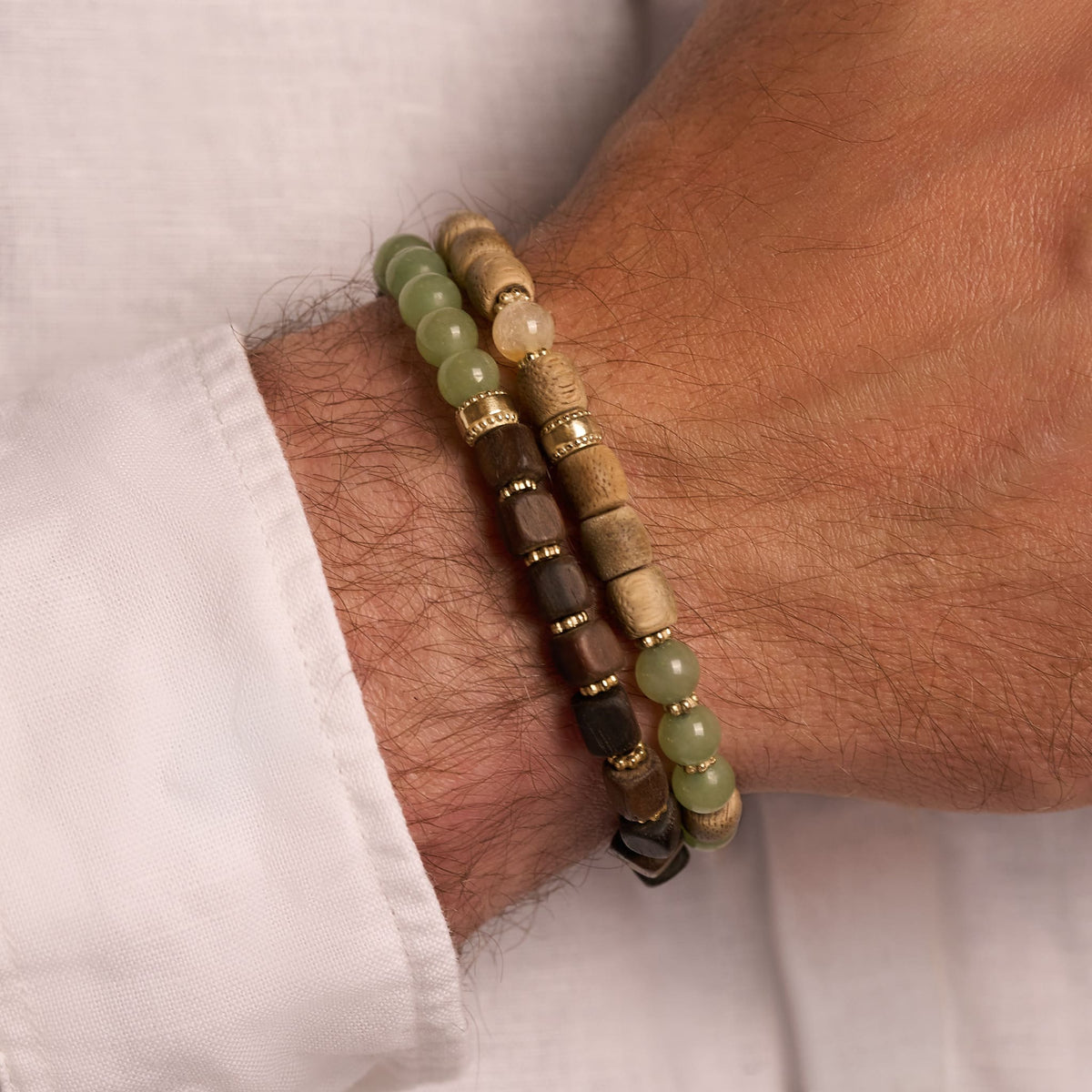 Quiet Resolve Agarwood & Jadeite Bracelet