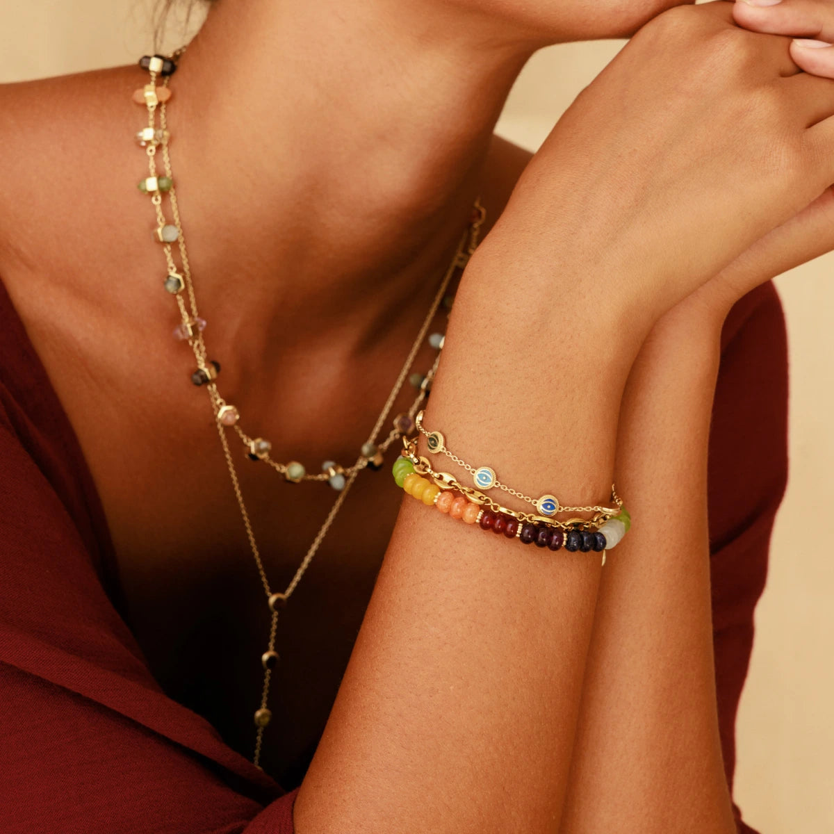 Eternal Harmony Evil Eye Chakra Gemstone Bracelet