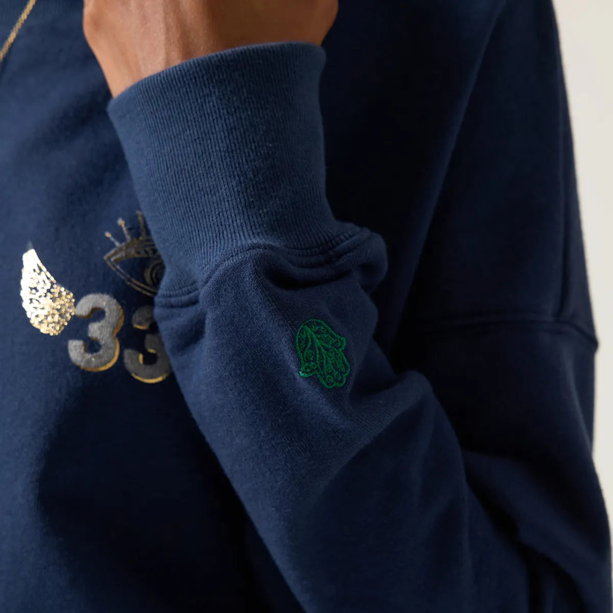 333 La Vida Indigo Off The Shoulder Sweatshirt