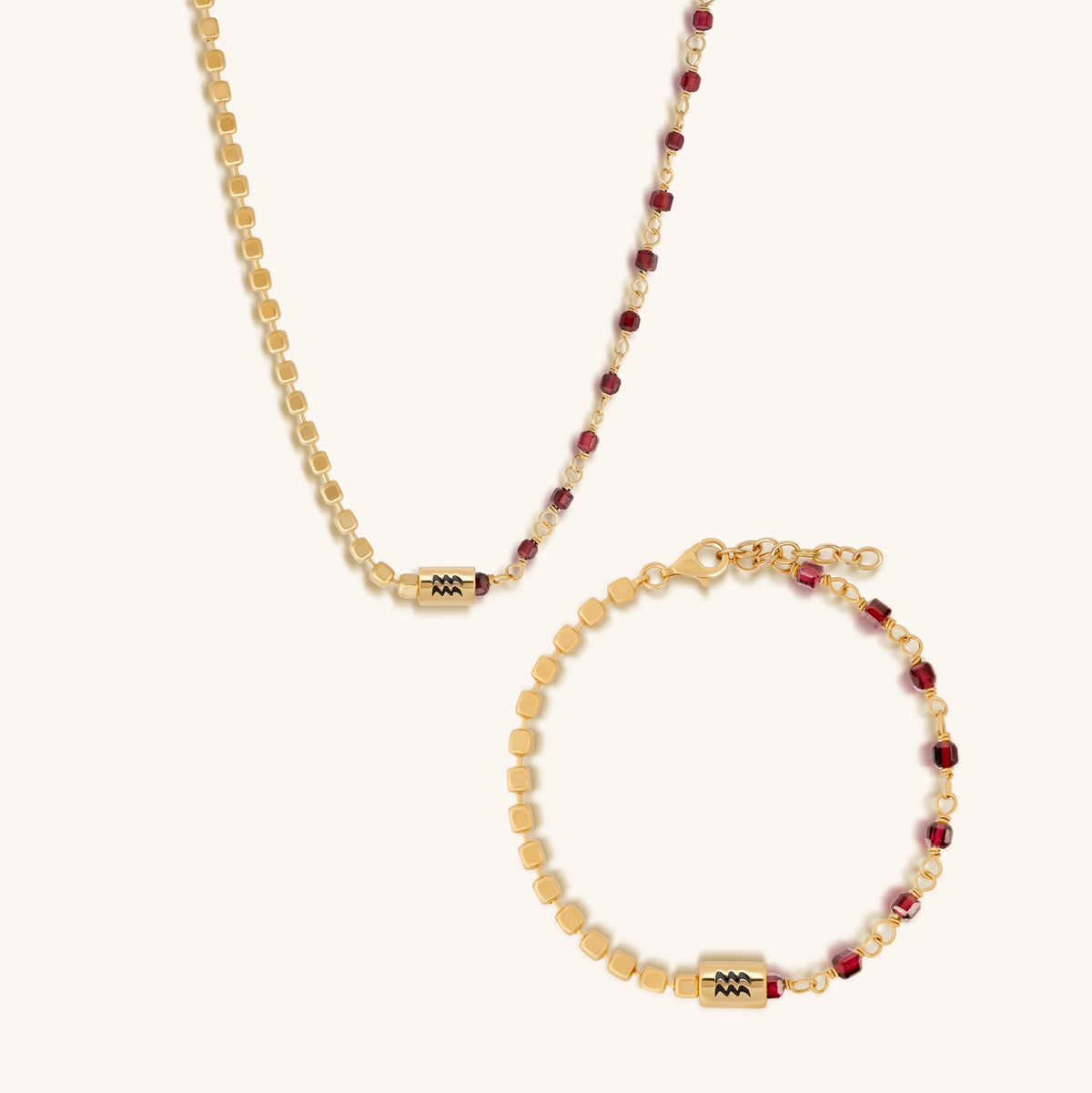 Celestial Vision Aquarius Garnet Jewelry Set