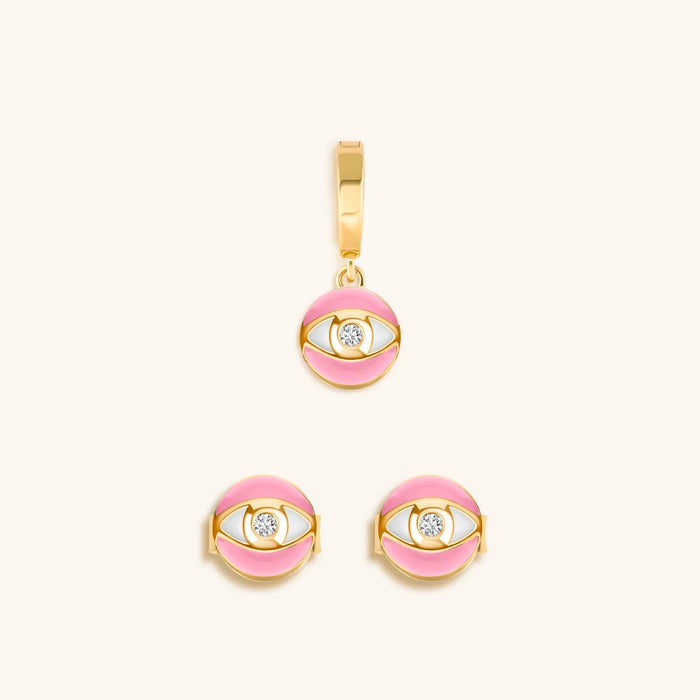 Pink Aura Evil Eye Jewelry Set