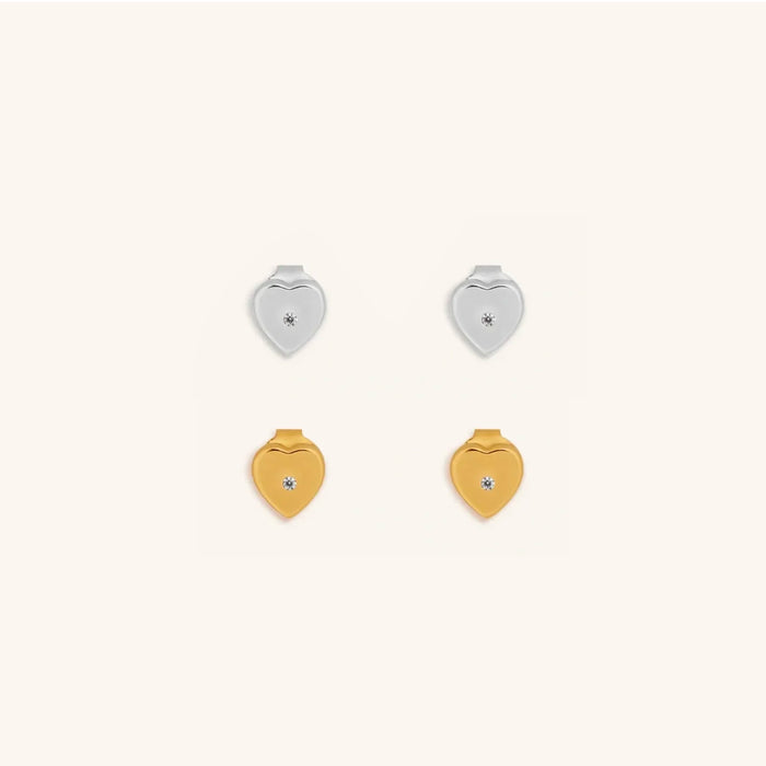 Eternal Bonds Diamond Heart Earring Set