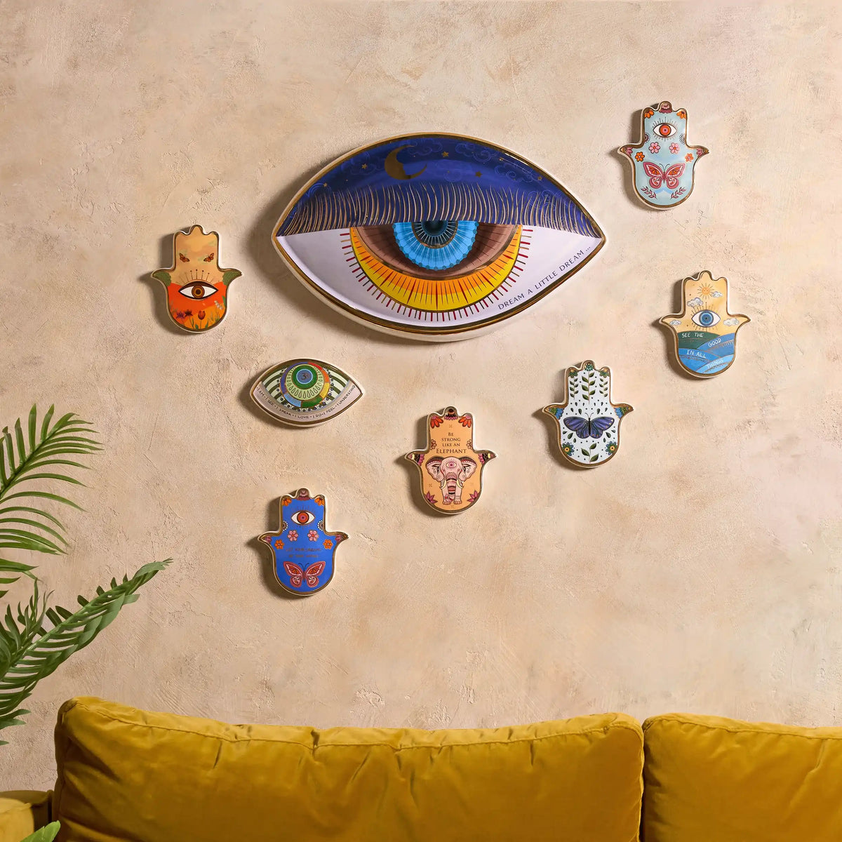 Nocturnal Peace Evil Eye Ceramic Wall Blessing