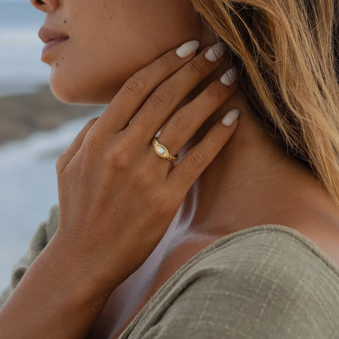 Guardian Glow Opal Evil Eye Ring