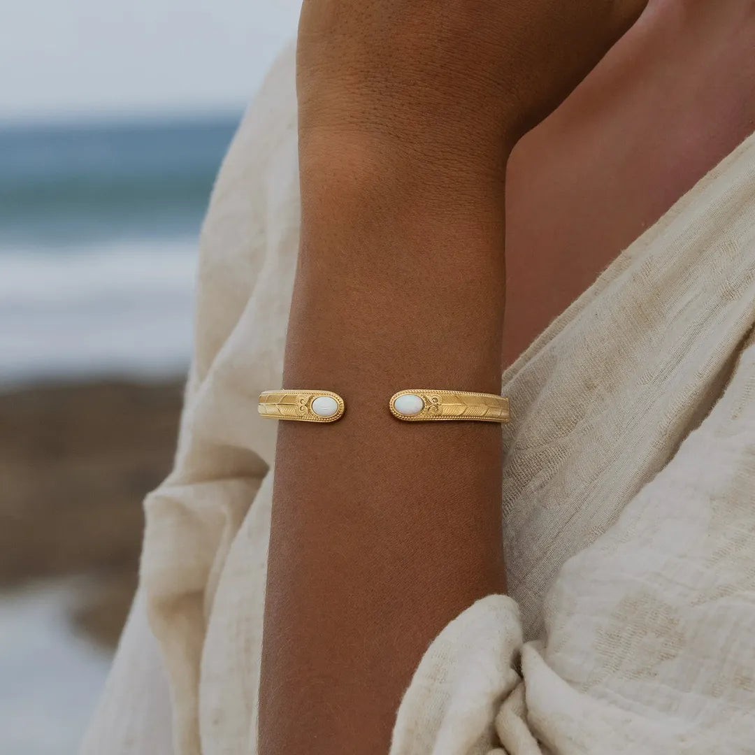 Free Spirit Opal Feather Cuff Bracelet