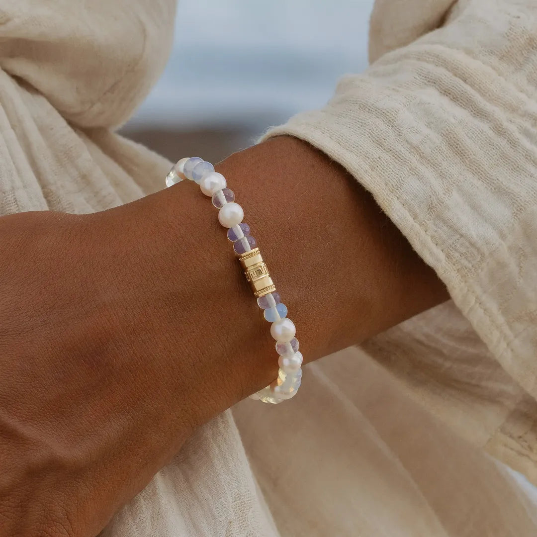 Endless Harmony Pearl Opal Greek Key Bracelet