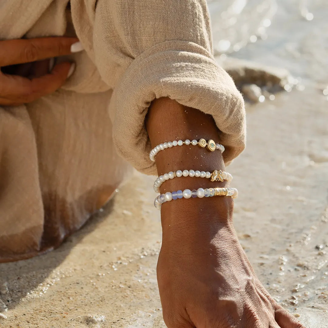 Graceful Serenity Pearl & Opal Bracelet Set