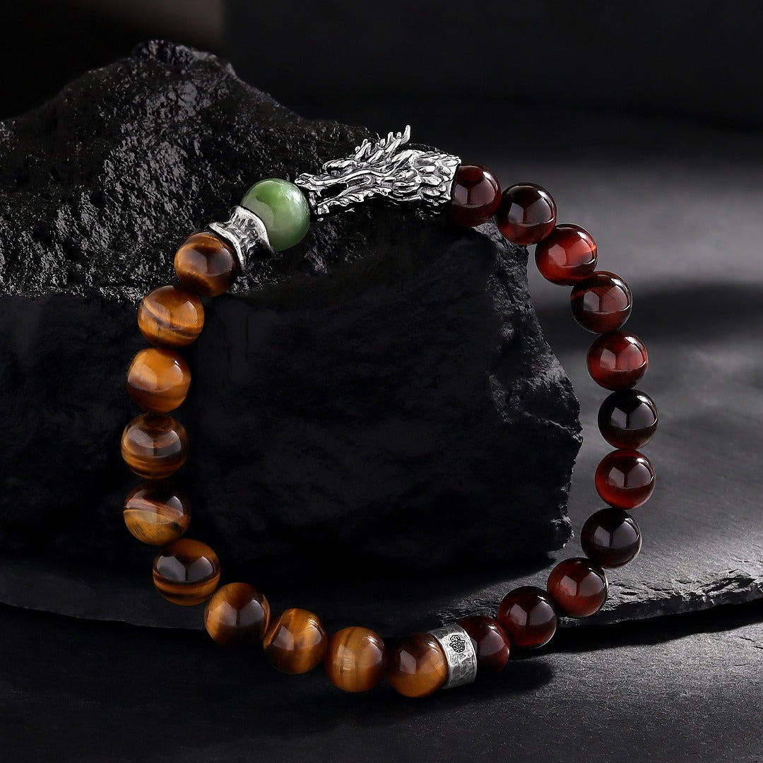 Dragon’s Valor Jade & Tiger Eye Stretch Bracelet