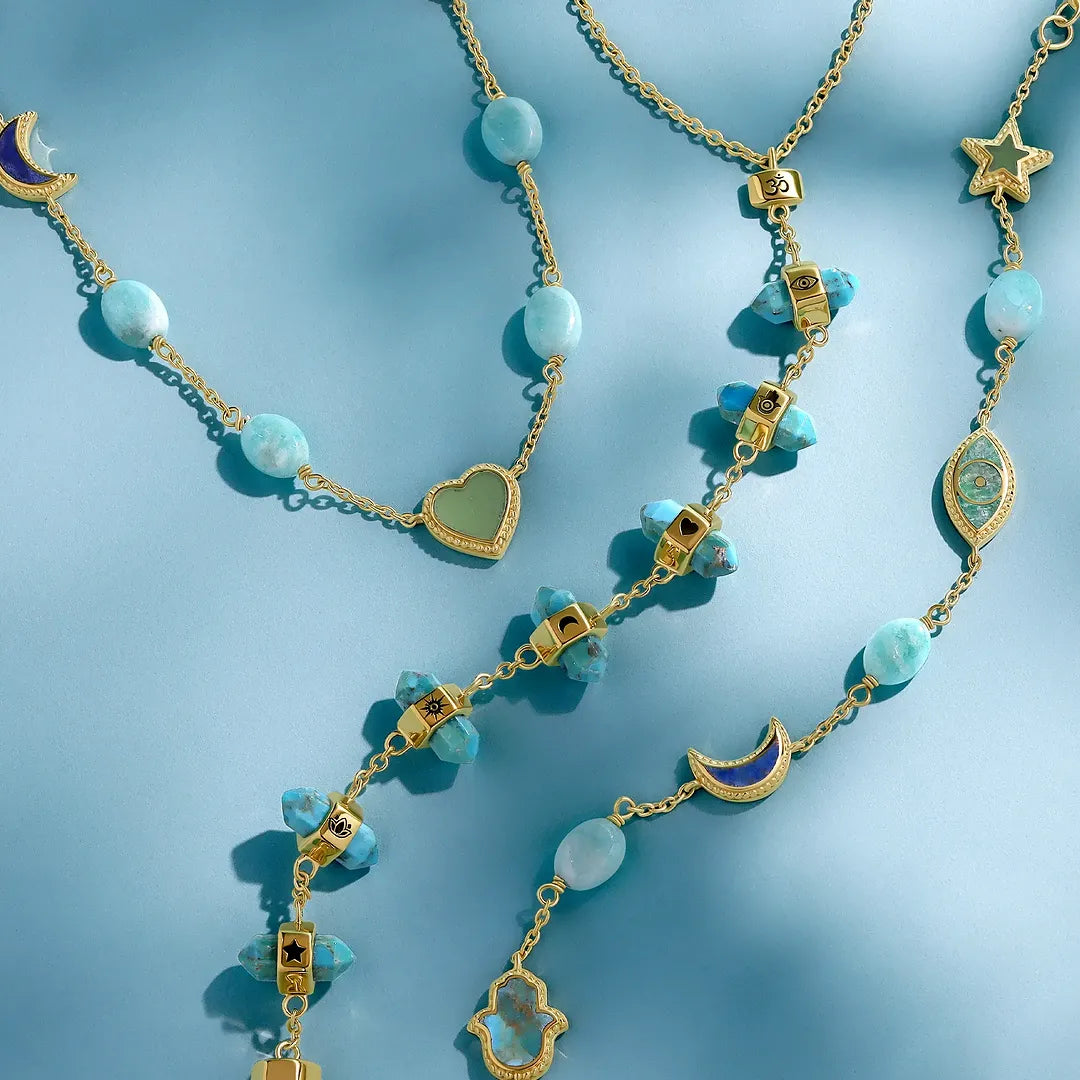 Sacred Horizons Turquoise Multi-Symbol Lariat Necklace